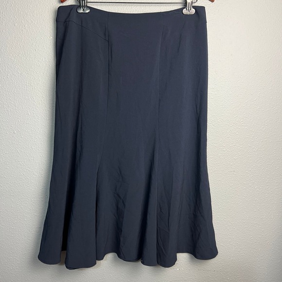 NYCC New York Clothing Co. Navy Blue Flare Midi Skirt Size 14 Elegant Flowy - Picture 1 of 9